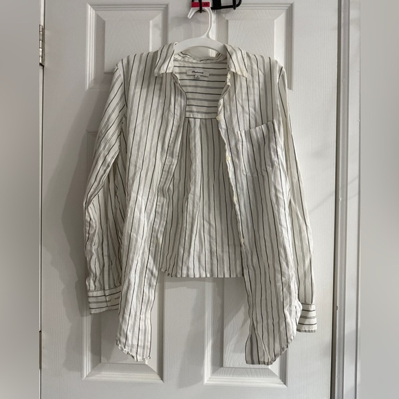 Madewell tie front striped button down top size XS - Picture 2 of 4